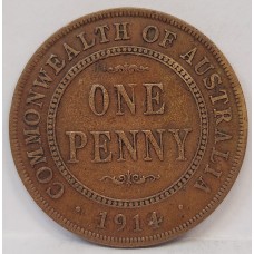 AUSTRALIA 1914 . ONE 1 PENNY . PART CENTRE DIAMOND
